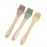 Food grade wooden handle heat resistant kitchen Cookware Bakeware Baking Cooking Basting BBQ Barbecue Silicone Pastry Oil Brush